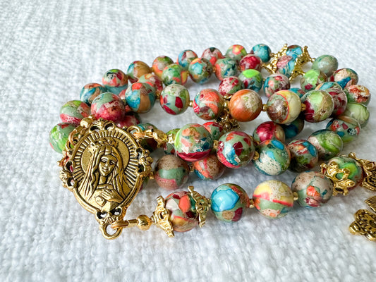Rosary of Divine Creation — Imperial Turquoise & Antique Gold