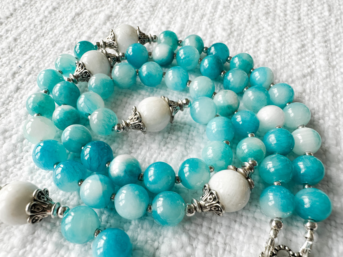 Rosary of Heavenly Grace — Blue Chalcedony, Moonstone & Silver