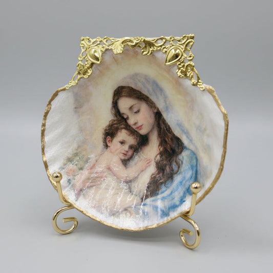 Madonna and Child Sacred Heart Scallop Shell Display