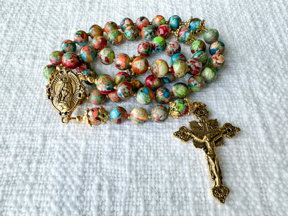 Rosary of Divine Creation — Imperial Turquoise & Antique Gold