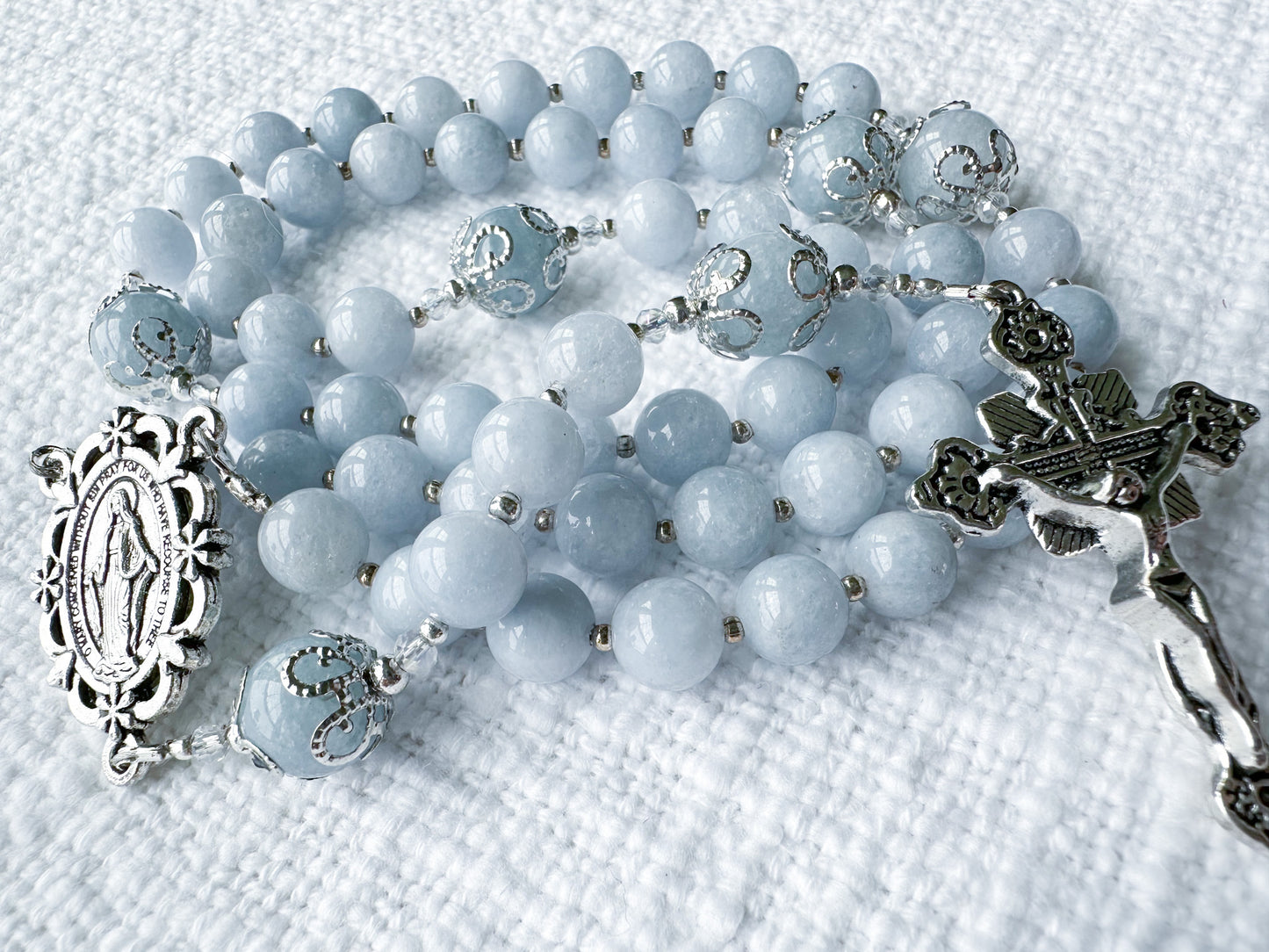 Rosary of Tranquil Light — Aquamarine & Silver