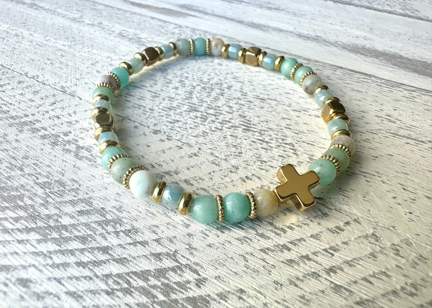 Tranquil Heart Bracelet — Amazonite & Gold