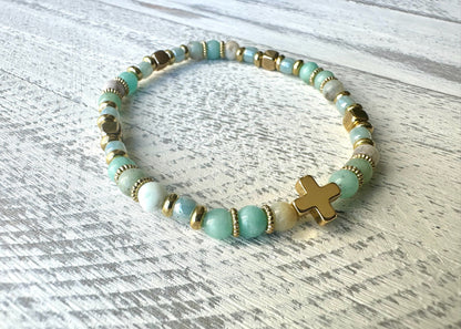 Tranquil Heart Bracelet — Amazonite & Gold