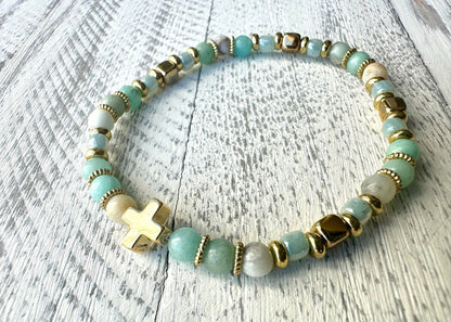 Tranquil Heart Bracelet — Amazonite & Gold