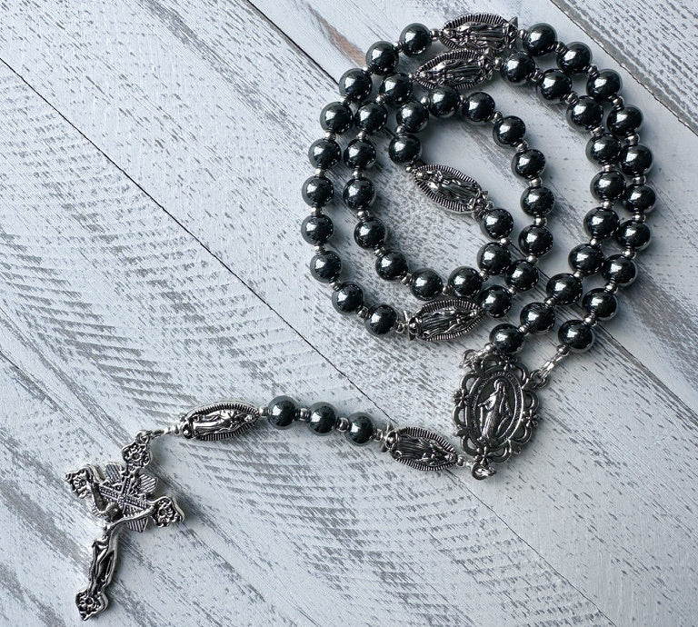 Armor of Grace Rosary — Hematite & Silver