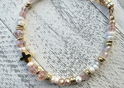 Grace in Bloom Bracelet — Blush Crystal & Gold