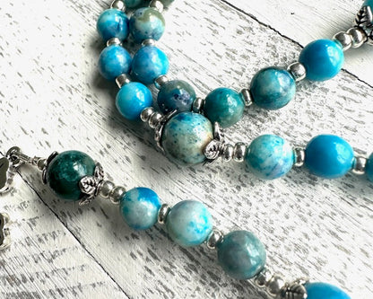 Ocean of Grace Rosary — Blue-Green Apatite & Silver (6mm)