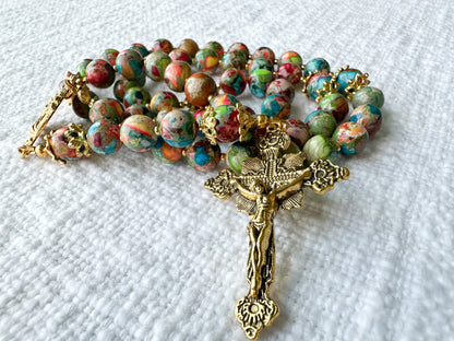 Rosary of Divine Creation — Imperial Turquoise & Antique Gold