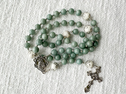 Rosary of Steadfast Hope — Burmese Jade, Moonstone & Silver
