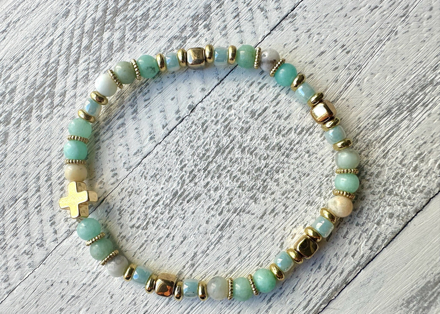 Tranquil Heart Bracelet — Amazonite & Gold