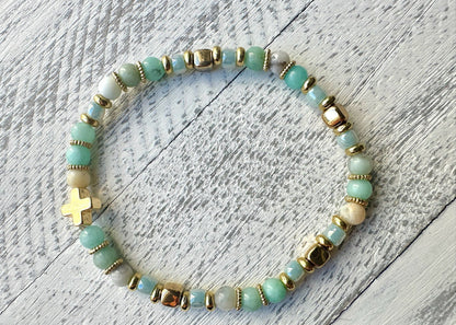 Tranquil Heart Bracelet — Amazonite & Gold