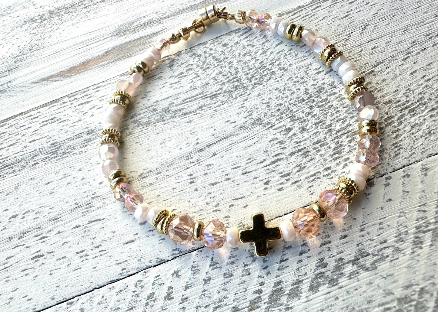 Grace in Bloom Bracelet — Blush Crystal & Gold