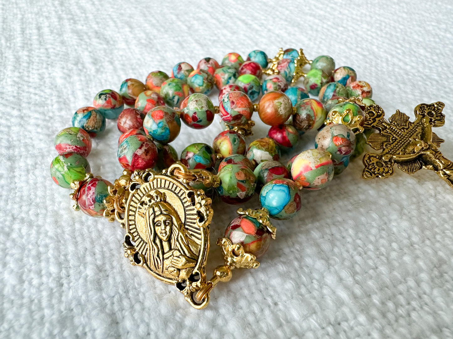 Rosary of Divine Creation — Imperial Turquoise & Antique Gold