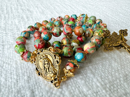 Rosary of Divine Creation — Imperial Turquoise & Antique Gold