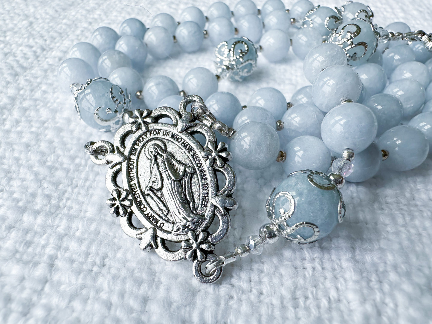 Rosary of Tranquil Light — Aquamarine & Silver
