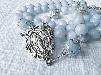 Rosary of Tranquil Light — Aquamarine & Silver