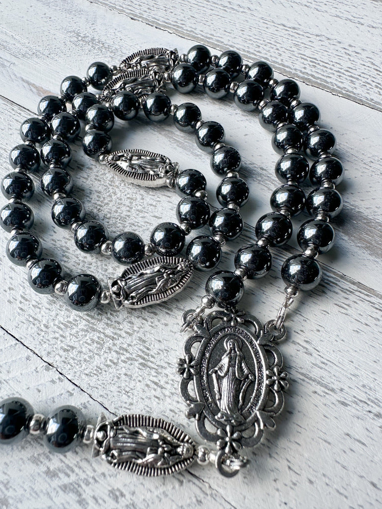 Armor of Grace Rosary — Hematite & Silver