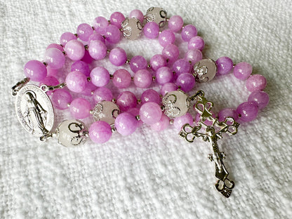 Rosary of Heavenly Joy — Pink Kunzite, Moonstone & Silver