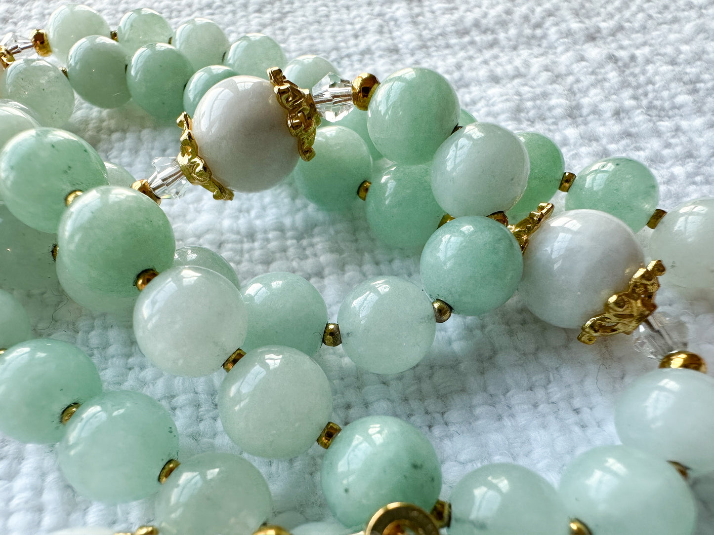 Rosary of Heavenly Peace — Jade, Moonstone & Gold