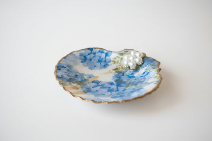 Blue Hydrangea Rosary Shell Dish