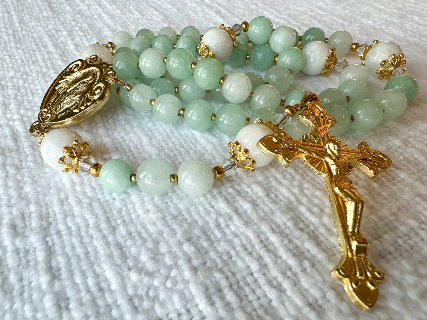 Rosary of Heavenly Peace — Jade, Moonstone & Gold