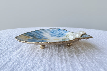 Blue Hydrangea Rosary Shell Dish