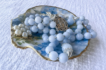 Blue Hydrangea Rosary Shell Dish