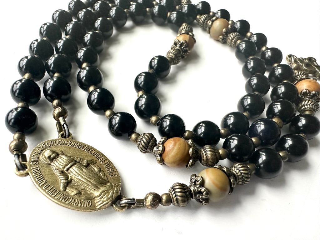 Fortitude Rosary — Black Onyx & Bronze