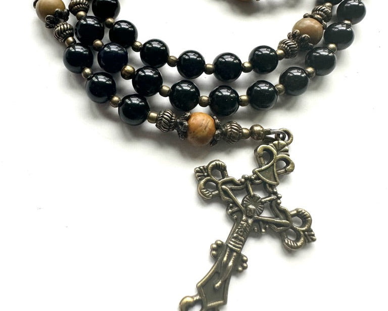 Fortitude Rosary — Black Onyx & Bronze