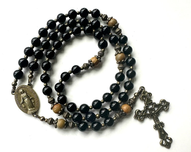 Fortitude Rosary — Black Onyx & Bronze