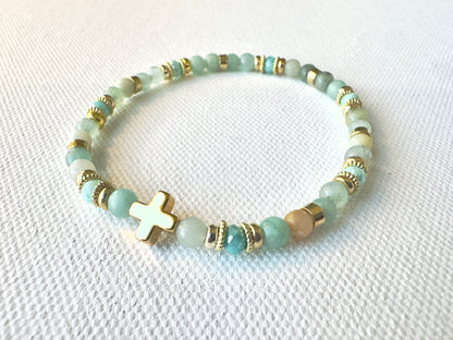 Tranquil Heart Bracelet — Amazonite & Gold
