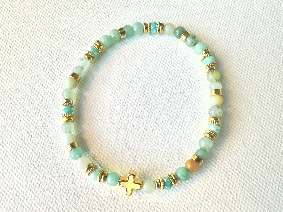 Tranquil Heart Bracelet — Amazonite & Gold