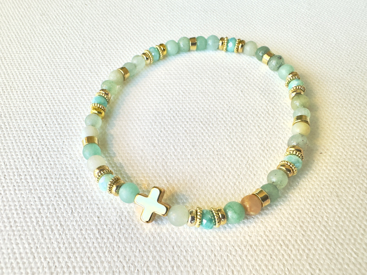Tranquil Heart Bracelet — Amazonite & Gold