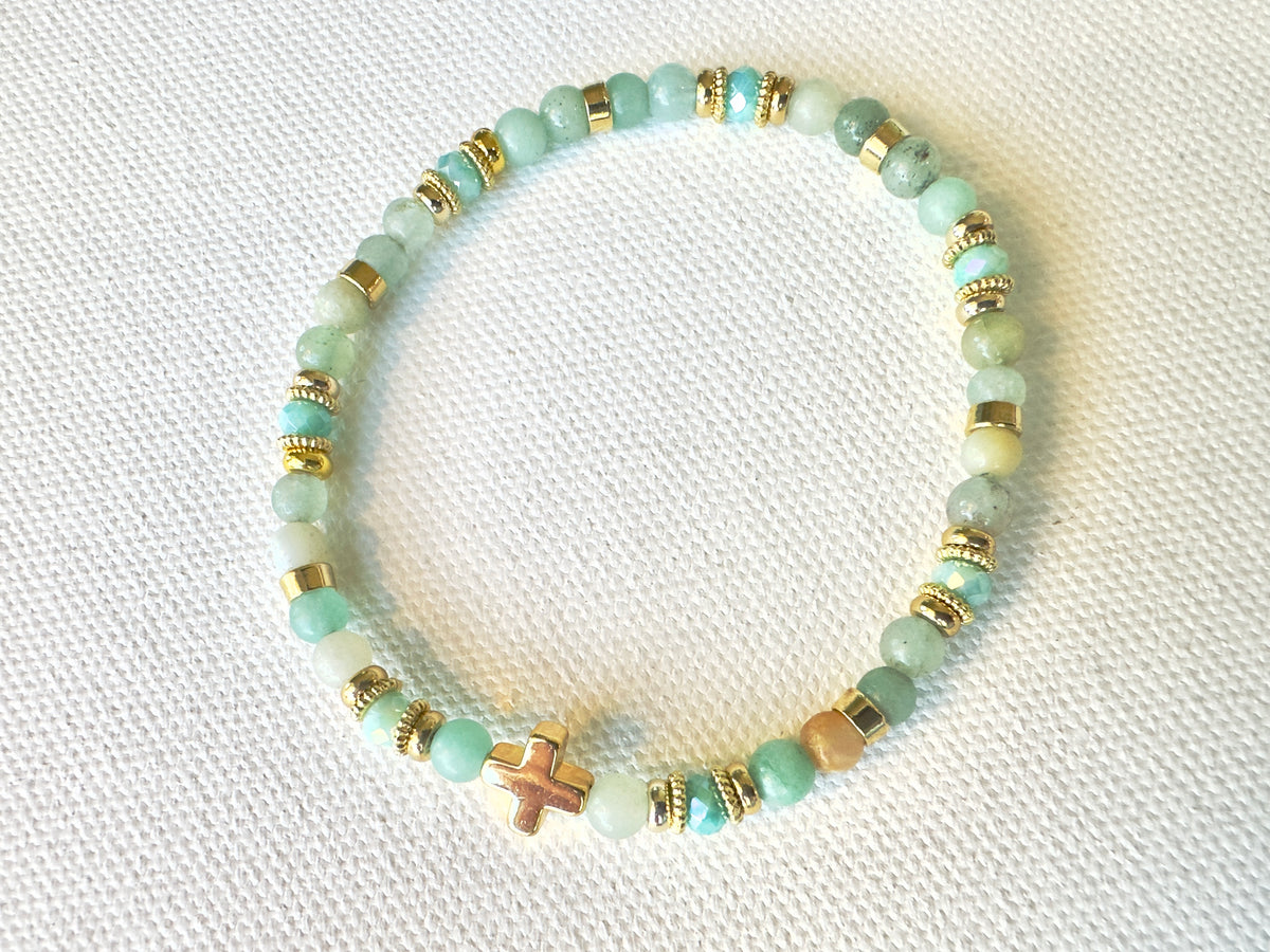 Tranquil Heart Bracelet — Amazonite & Gold