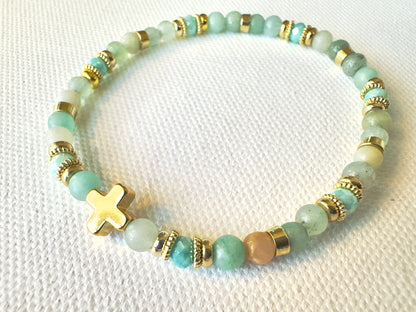 Tranquil Heart Bracelet — Amazonite & Gold