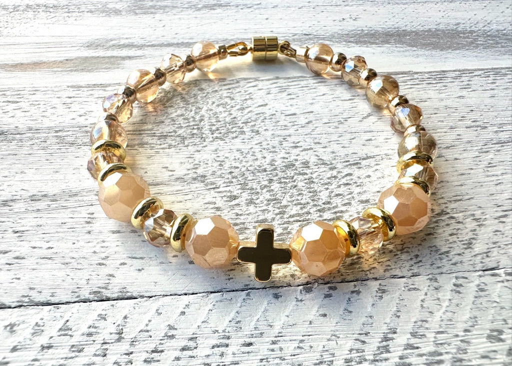 Radiant Grace Bracelet — Amber Crystal & Gold