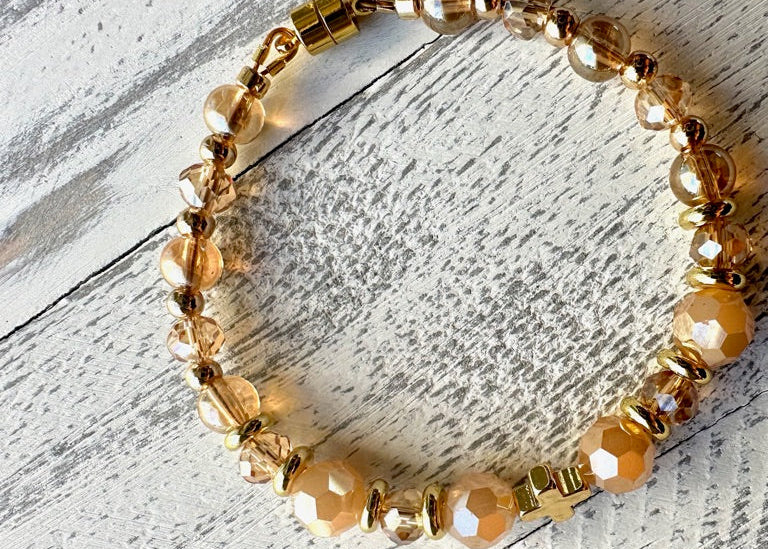 Radiant Grace Bracelet — Amber Crystal & Gold