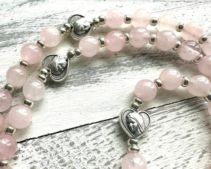 Rosary of Gentle Mercy — Rose Quartz & Silver (6mm)