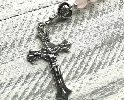 Rosary of Gentle Mercy — Rose Quartz & Silver (6mm)
