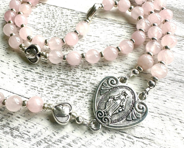 Rosary of Gentle Mercy — Rose Quartz & Silver (6mm)