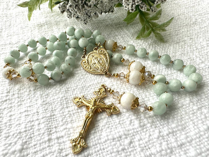 Rosary of Heavenly Peace — Jade, Moonstone & Gold