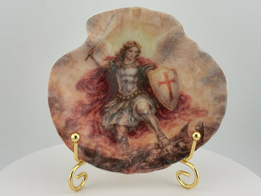 Saint Michael the Archangel Scallop Shell Decor