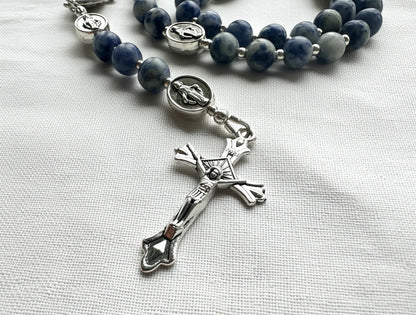 Heavenly Wisdom Rosary — Blue Sodalite & Silver (6mm)