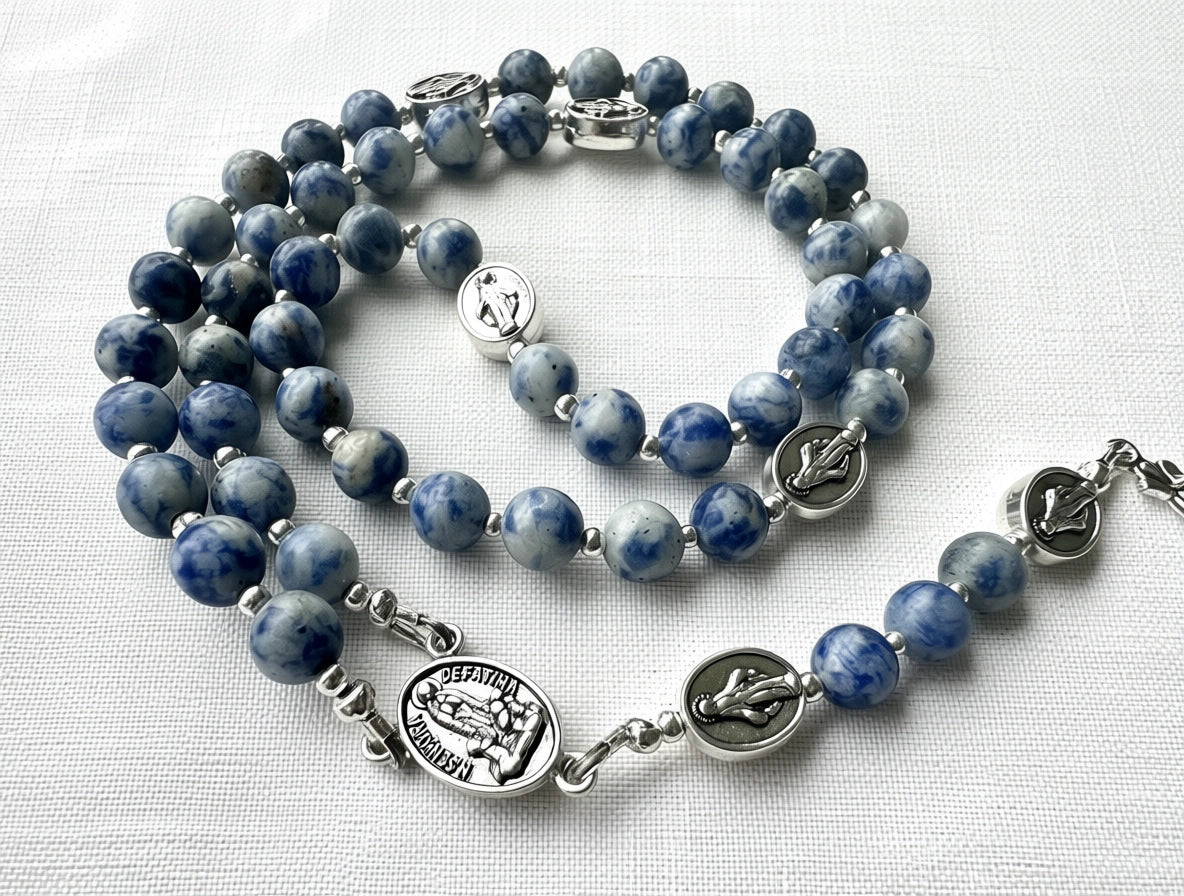 Heavenly Wisdom Rosary — Blue Sodalite & Silver (6mm)