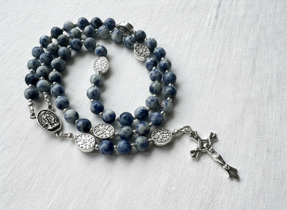 Heavenly Wisdom Rosary — Blue Sodalite & Silver (6mm)