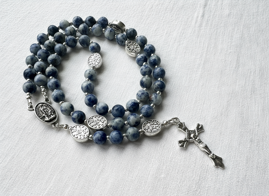 Heavenly Wisdom Rosary — Blue Sodalite & Silver (6mm)